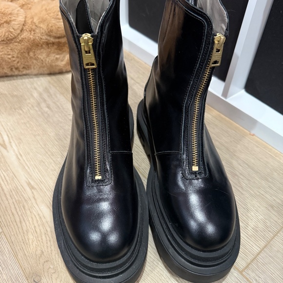AllSaints Othello Black Leather Front Zip Boots - Size 10 - Picture 3 of 6